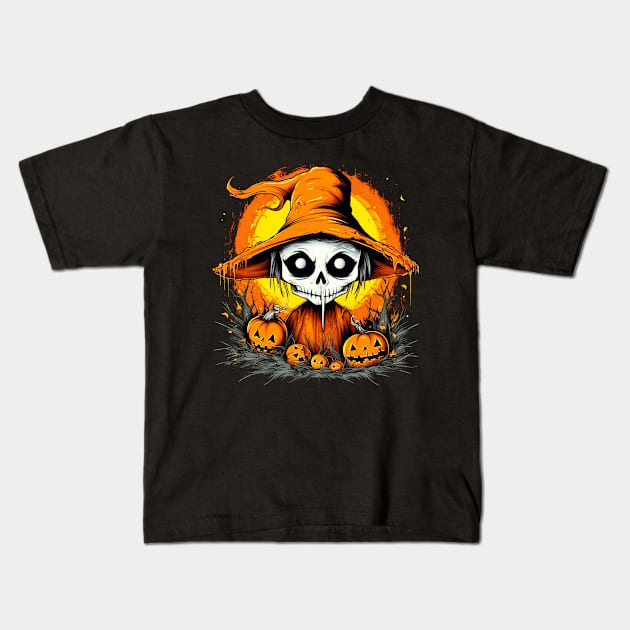 Eerie Halloween Ghoul Art - Spooky Season Delight Kids T-Shirt by Captain Peter Designs